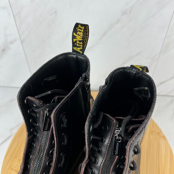 Dr. Doc Martens 1460 Pascal Front Zip Mens Size 9 Cherry Red Combat Moto Boots - Picture 10 of 11